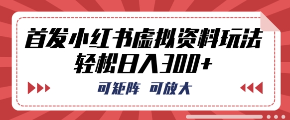 首发小红书虚拟资料玩法，可矩阵，可放大，轻松日入3张-阿强资源站