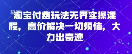 淘宝付费玩法无界实操课程，高价解决一切烦恼，大力出奇迹-阿强资源站