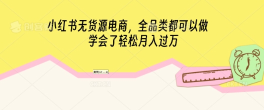 小红书无货源电商，全品类都可以做，学会了轻松月入过W-阿强资源站
