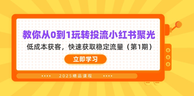 （14260期）教你从0到1玩转投流小红书聚光，低成本获客，快速获取稳定流量（第1期）-阿强资源站