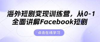 海外短剧变现训练营，从0-1全面讲解Facebook短剧-阿强资源站