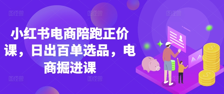 小红书电商陪跑正价课，小红书官方认证电商讲师教学，日出百单选品，电商掘进课-阿强资源站