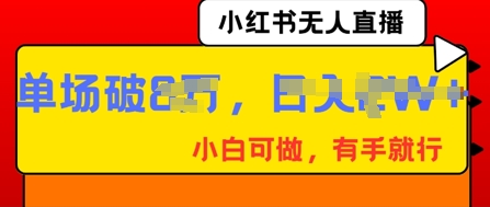 小红书无人直播,纯小白可做,有手就行,单场直播销售额破8w-阿强资源站