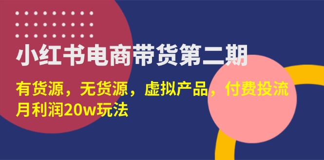 （14186期）小红书电商带货第二期，有货源，无货源，虚拟产品，付费投流，月利润20w-阿强资源站