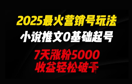 2025最火营销号玩法：小说推文0基础起号，7天涨粉5000，收益轻松破k-阿强资源站