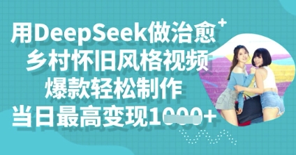 用DeepSeek做治愈乡村怀旧风格视频，爆款轻松制作，当日最高变现多张-阿强资源站